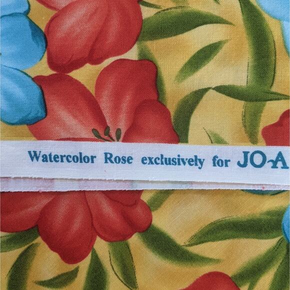 NEW Floral Cotton Remnant 42" x 30" Watercolor Rose - Picture 3 of 4